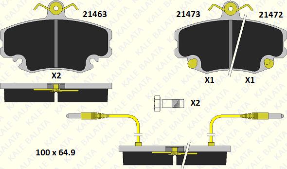 KALE 21463 182 34 - Kit de plaquettes de frein, frein à disque cwaw.fr