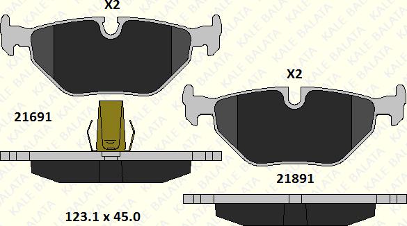 KALE 21691 173 05 - Kit de plaquettes de frein, frein à disque cwaw.fr