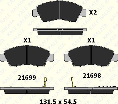 KALE 21697 158 05 - Kit de plaquettes de frein, frein à disque cwaw.fr