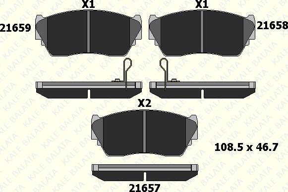 KALE 21657 165 05 - Kit de plaquettes de frein, frein à disque cwaw.fr