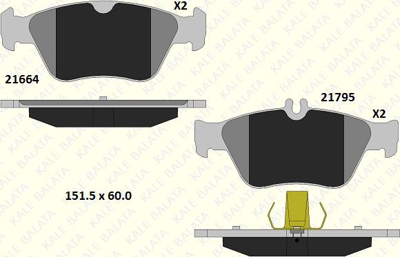 KALE 21664 198 05 - Kit de plaquettes de frein, frein à disque cwaw.fr