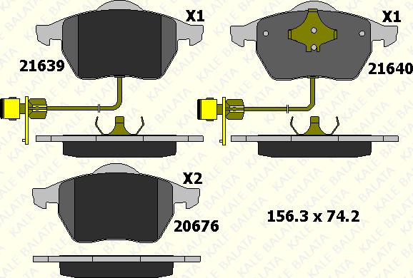 KALE 21639 204 05 - Kit de plaquettes de frein, frein à disque cwaw.fr