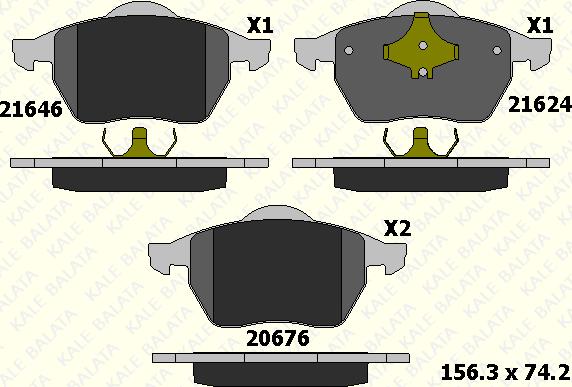 KALE 21624 204 05 - Kit de plaquettes de frein, frein à disque cwaw.fr