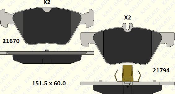 KALE 21670 203 05 - Kit de plaquettes de frein, frein à disque cwaw.fr