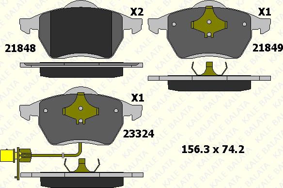 KALE 21849 206 05 - Kit de plaquettes de frein, frein à disque cwaw.fr