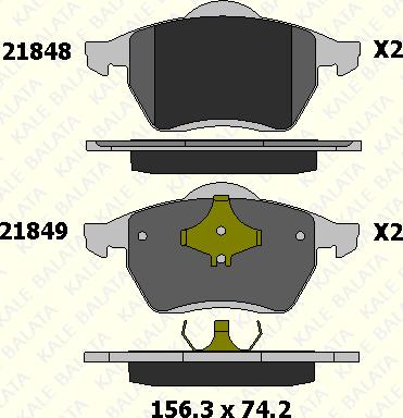 KALE 21848 197 05 - Kit de plaquettes de frein, frein à disque cwaw.fr