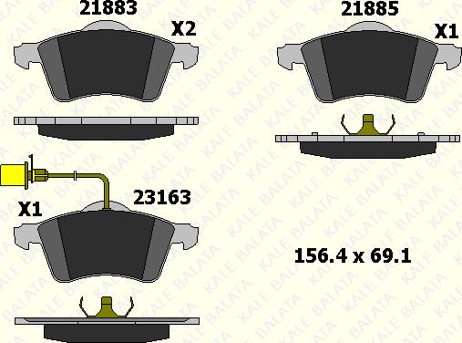 KALE 21885 206 05 - Kit de plaquettes de frein, frein à disque cwaw.fr