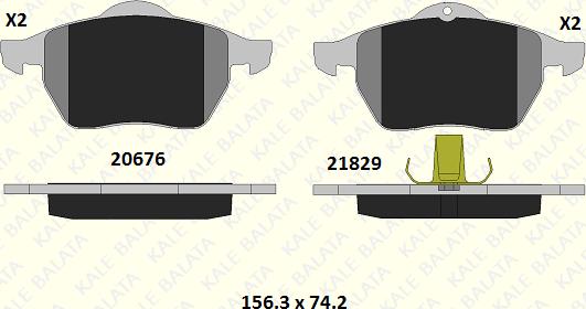 KALE 21829 203 05 - Kit de plaquettes de frein, frein à disque cwaw.fr