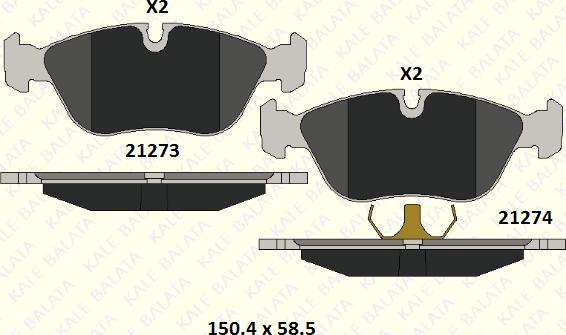 KALE 21273 195 05 - Kit de plaquettes de frein, frein à disque cwaw.fr