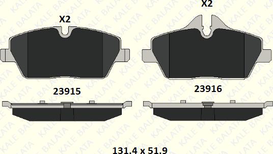 KALE 23915 178 15 - Kit de plaquettes de frein, frein à disque cwaw.fr