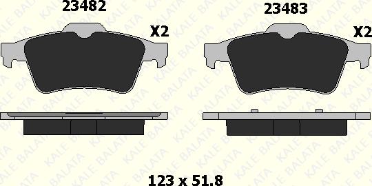 KALE 23482 165 05 - Kit de plaquettes de frein, frein à disque cwaw.fr