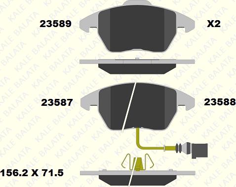 KALE 23587 203 05 - Kit de plaquettes de frein, frein à disque cwaw.fr