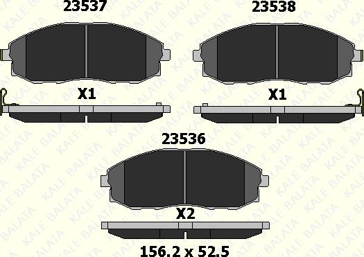 KALE 23536 155 05 - Kit de plaquettes de frein, frein à disque cwaw.fr