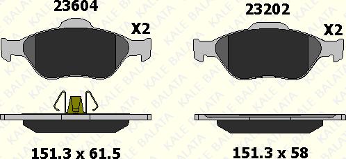 KALE 23604 188 05 - Kit de plaquettes de frein, frein à disque cwaw.fr