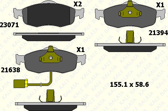 KALE 23071 185 15 - Kit de plaquettes de frein, frein à disque cwaw.fr