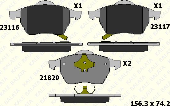 KALE 23116 196 05 - Kit de plaquettes de frein, frein à disque cwaw.fr