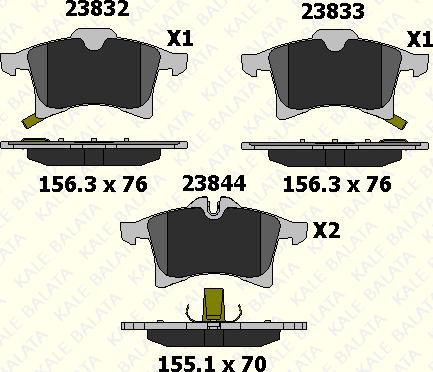 KALE 23832 200 05 - Kit de plaquettes de frein, frein à disque cwaw.fr