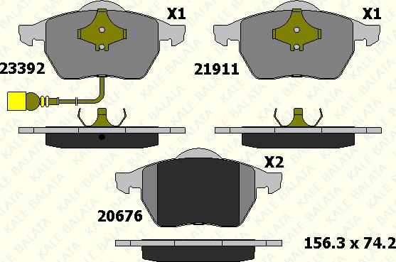 KALE 23392 206 05 - Kit de plaquettes de frein, frein à disque cwaw.fr