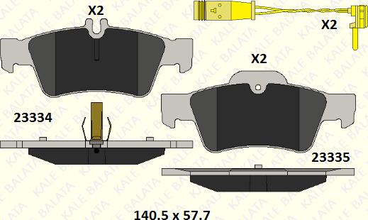 KALE 23334 165 25 - Kit de plaquettes de frein, frein à disque cwaw.fr