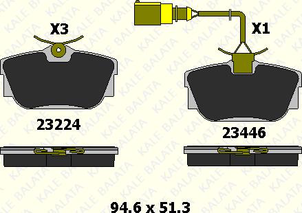 KALE 23224 173 25 - Kit de plaquettes de frein, frein à disque cwaw.fr