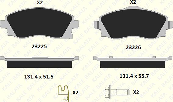 KALE 23225 170 15 - Kit de plaquettes de frein, frein à disque cwaw.fr