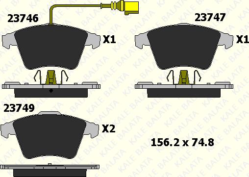 KALE 23746 180 05 - Kit de plaquettes de frein, frein à disque cwaw.fr