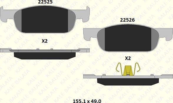 KALE 22525 169 05 - Kit de plaquettes de frein, frein à disque cwaw.fr