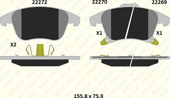 KALE 22269 194 05 - Kit de plaquettes de frein, frein à disque cwaw.fr