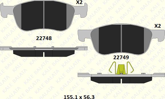 KALE 22748 161 05 - Kit de plaquettes de frein, frein à disque cwaw.fr