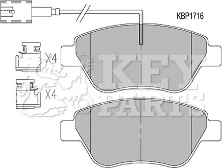 Key Parts KBP1716 - Kit de plaquettes de frein, frein à disque cwaw.fr