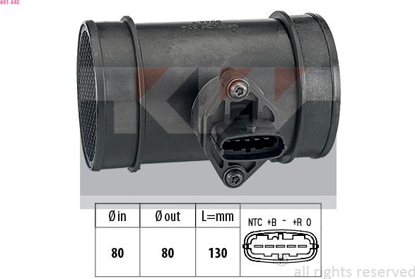 KW 491 445 - Débitmètre de masse d'air cwaw.fr