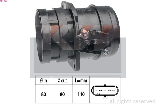 KW 491 403 - Débitmètre de masse d'air cwaw.fr