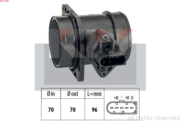 KW 491 439 - Débitmètre de masse d'air cwaw.fr