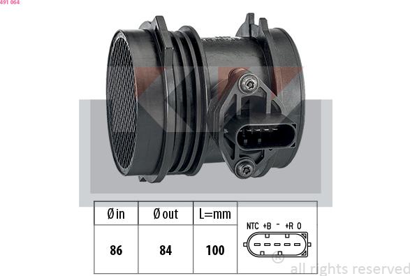 KW 491 064 - Débitmètre de masse d'air cwaw.fr