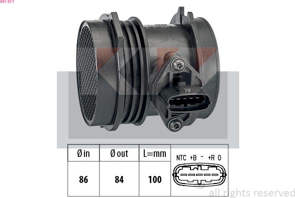 KW 491 017 - Débitmètre de masse d'air cwaw.fr