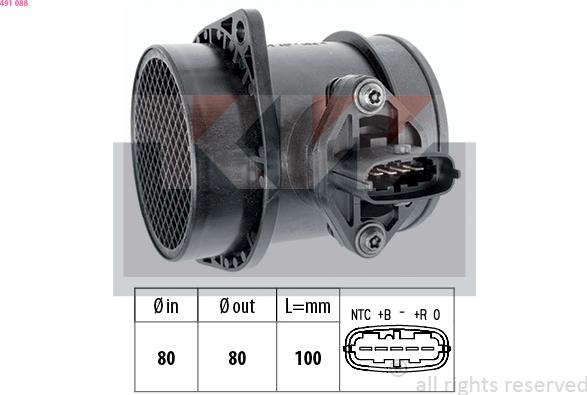 KW 491 088 - Débitmètre de masse d'air cwaw.fr