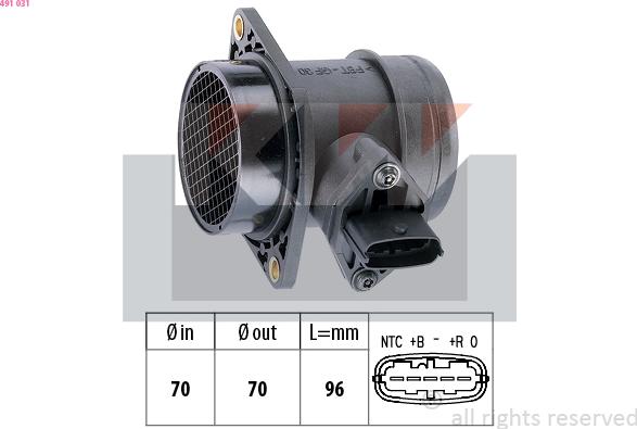 KW 491 031 - Débitmètre de masse d'air cwaw.fr