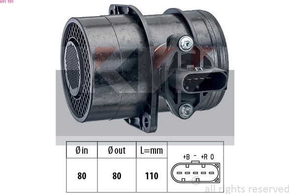 KW 491 191 - Débitmètre de masse d'air cwaw.fr