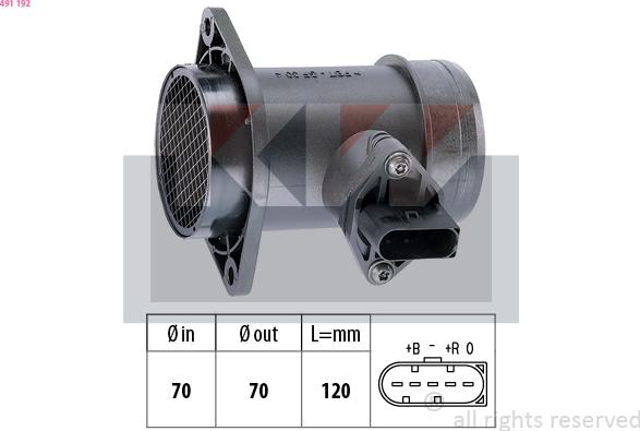 KW 491 192 - Débitmètre de masse d'air cwaw.fr