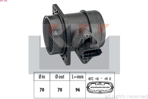 KW 491 159 - Débitmètre de masse d'air cwaw.fr