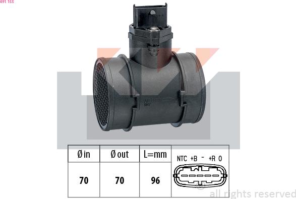 KW 491 155 - Débitmètre de masse d'air cwaw.fr