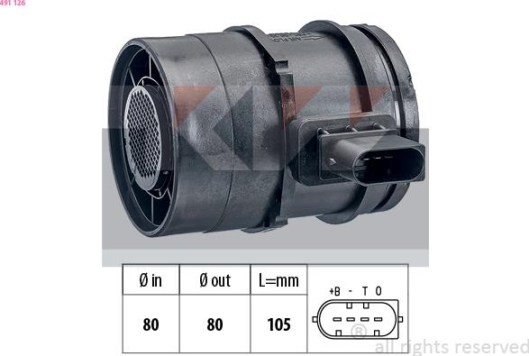 KW 491 126 - Débitmètre de masse d'air cwaw.fr