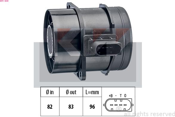 KW 491 359 - Débitmètre de masse d'air cwaw.fr