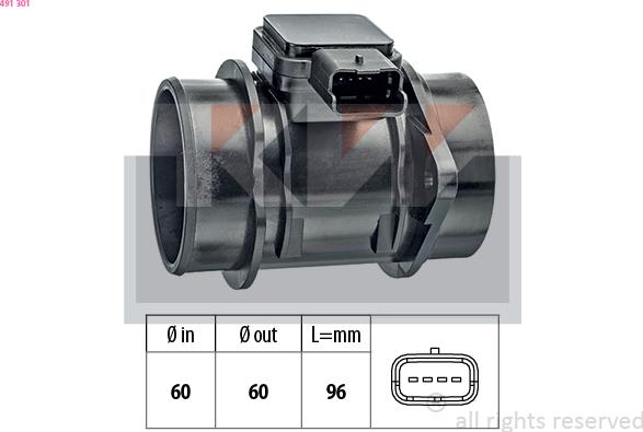 KW 491 301 - Débitmètre de masse d'air cwaw.fr