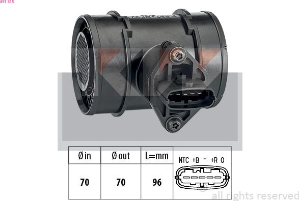 KW 491 315 - Débitmètre de masse d'air cwaw.fr