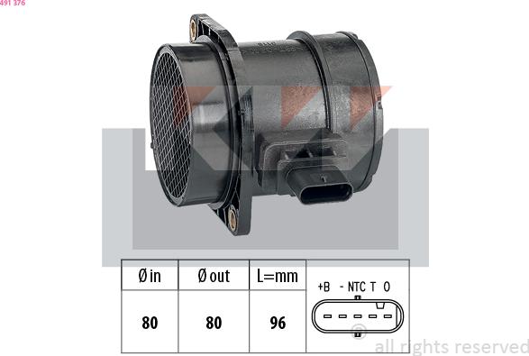 KW 491 376 - Débitmètre de masse d'air cwaw.fr