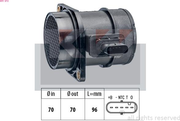 KW 491 372 - Débitmètre de masse d'air cwaw.fr