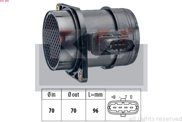 KW 491 299 - Débitmètre de masse d'air cwaw.fr