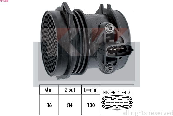 KW 491 256 - Débitmètre de masse d'air cwaw.fr