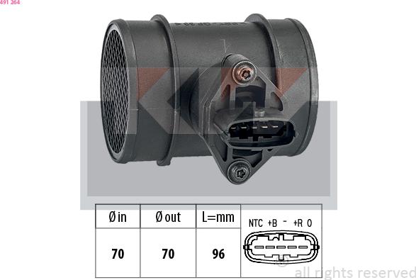 KW 491 264 - Débitmètre de masse d'air cwaw.fr